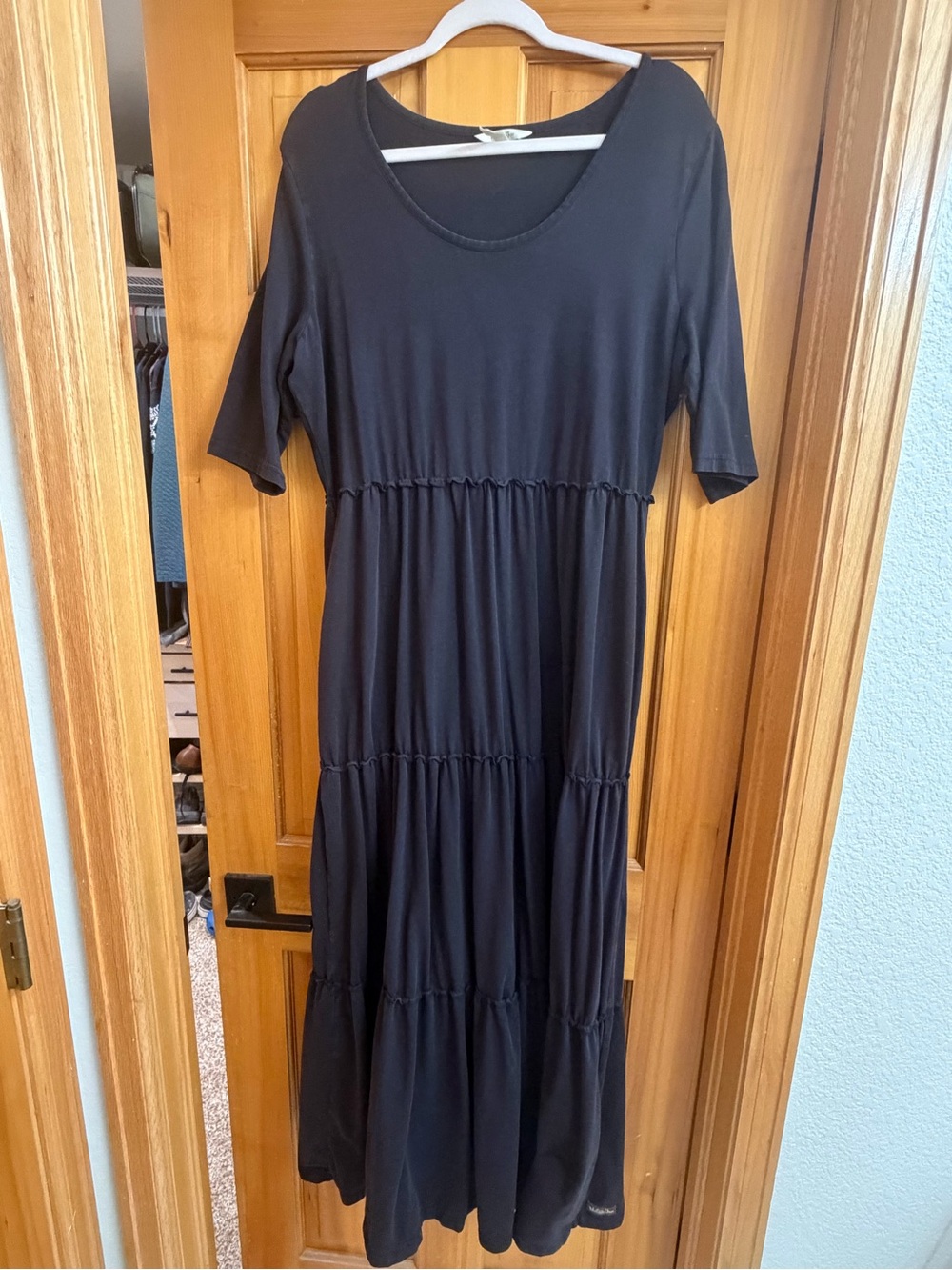 Matilda Jane Black Tiered Maxi Dress with Scoop Neck